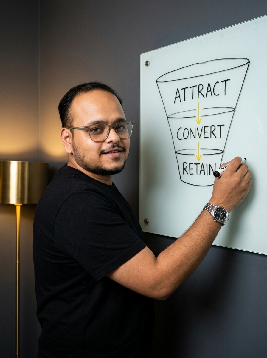 Harshh teaching at a whiteboard